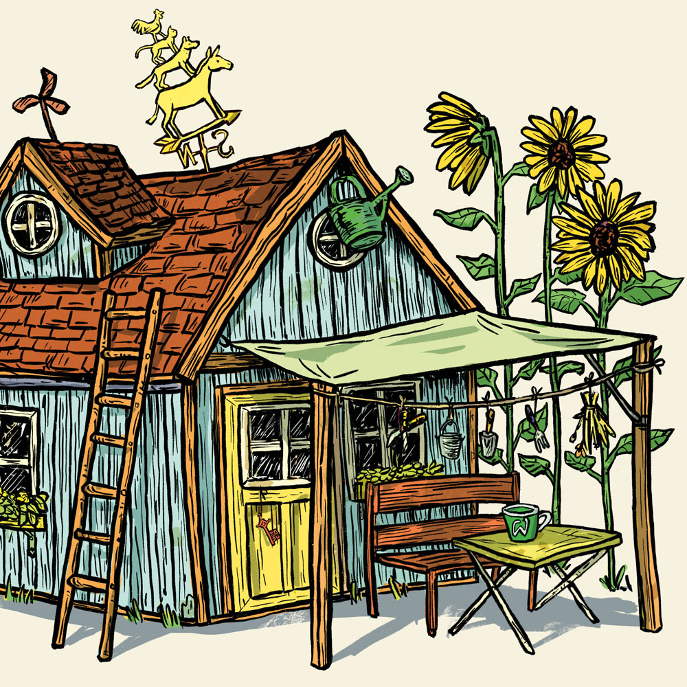 Illustration Gartenhaus für Bremer Kleingärten Edgar Free Card